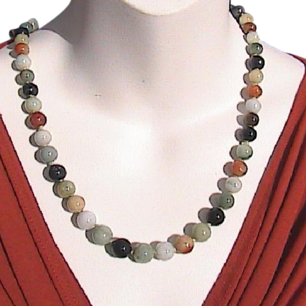 14k Yg Multi Colored Jadeite Jade Necklace